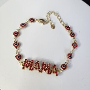 Gold Filled Red Evil Eye MAMA Bracelet New
